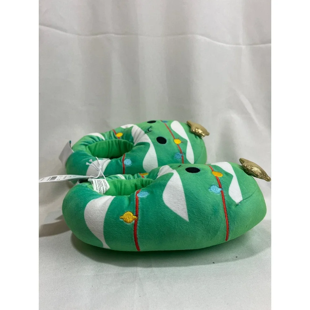 Squishmallows Christmas Tree Plush Slippers Kids Size 2/3 Green Holiday New